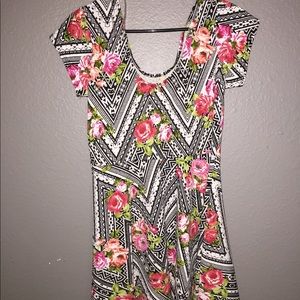 Floral Dress with black and white patterns